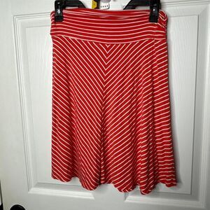 Merona Small Orange White Striped Flared Skirt Stretch Casual Summer